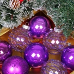 Новогодние шары «Волшебство ночи» 8 см (набор 12 шт), Фиолетовый