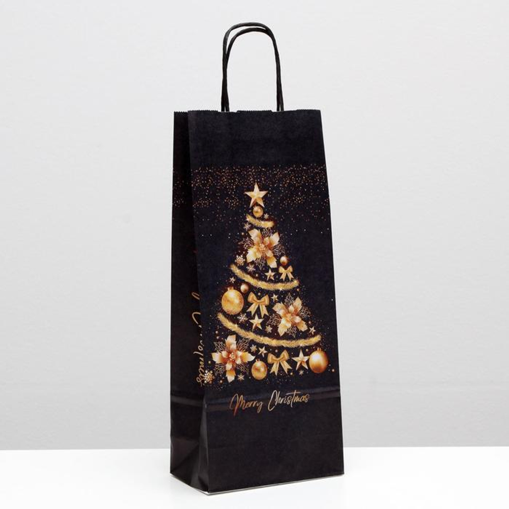 Пакет крафт "Ёлка", 14 х 8 х 33 см.