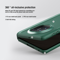 Усиленный чехол зеленого цвета от Nillkin для Huawei Mate X5, серия Super Frosted Shield Fold (версия с подставкой)