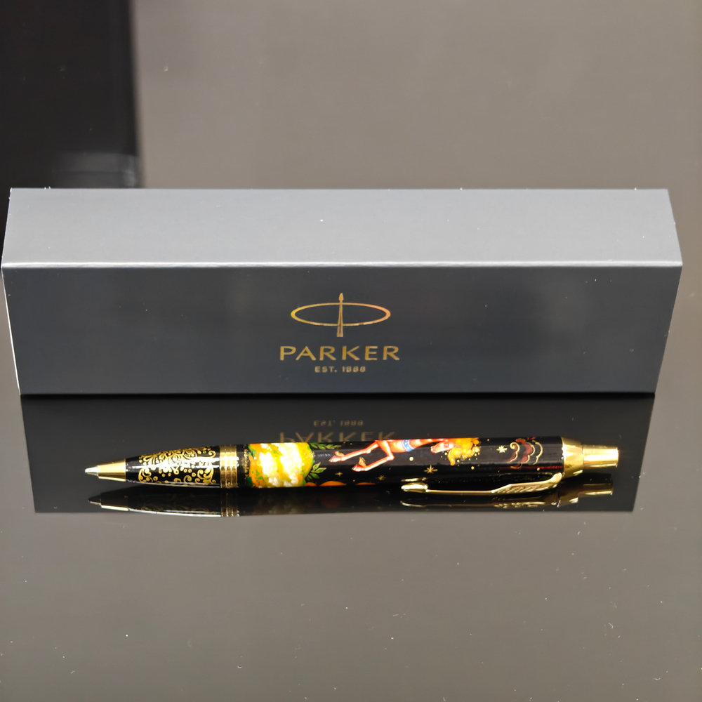 Ручка шариковая Parker "Сказочный конь" красный с ручной росписью в коробке