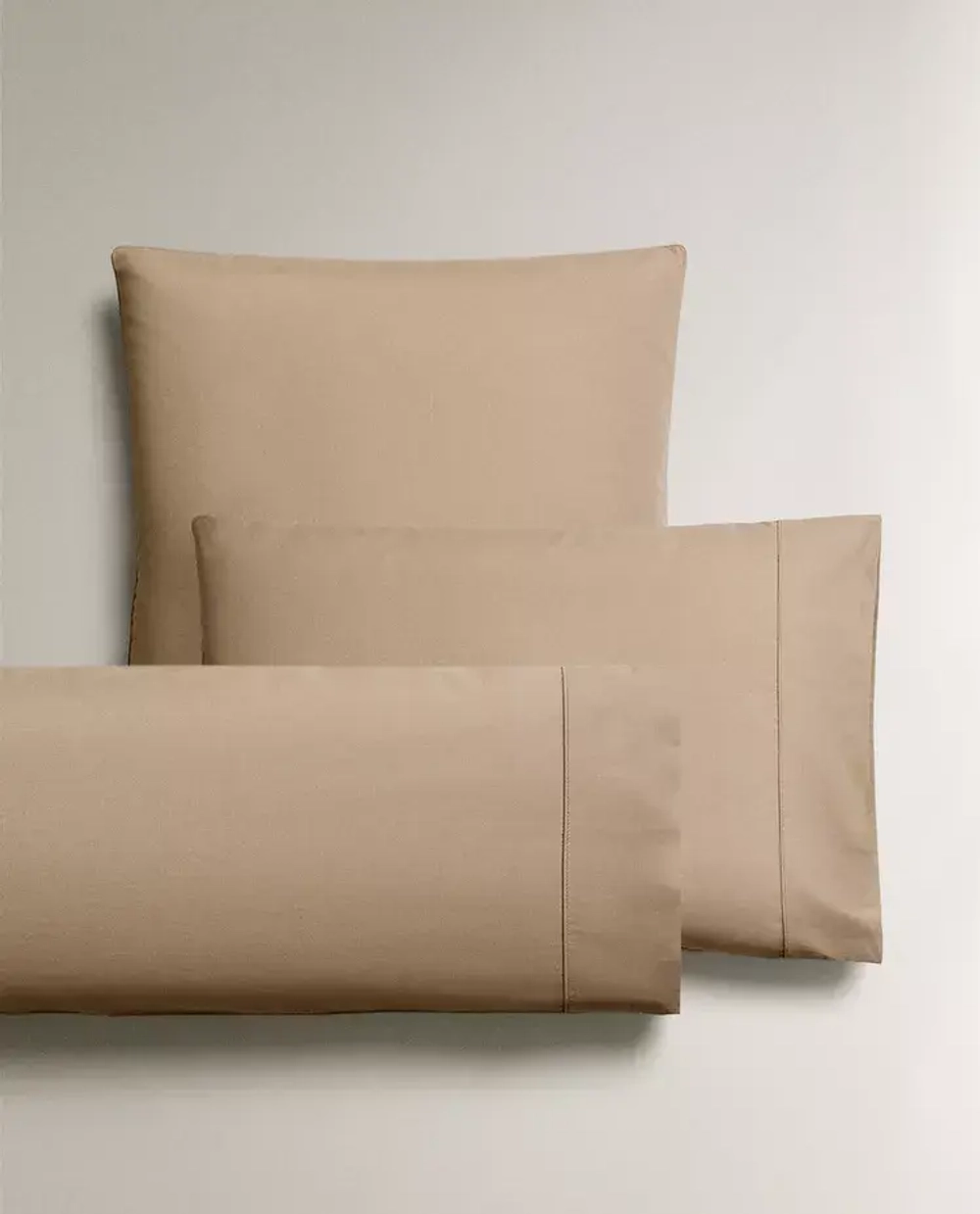 ZARA HOME (300 НИТЕЙ) НАВОЛОЧКА ИЗ ХЛОПКА ПЕРКАЛЬ, БЕЖЕВЫЙ