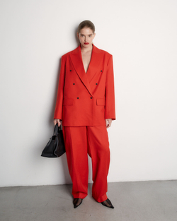 Брюки с защипами из шерсти Стелла Маккартни красный