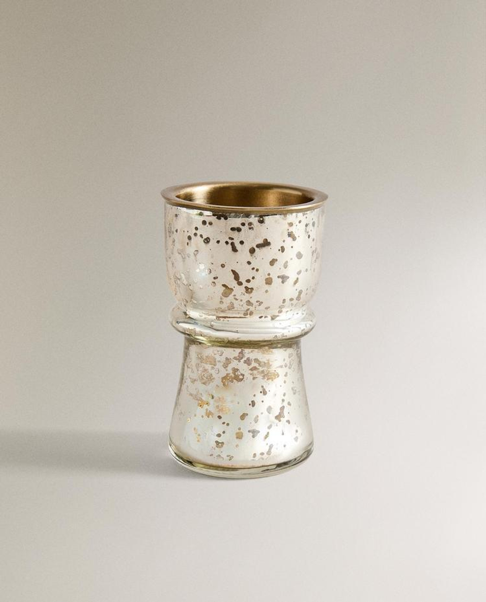 ZARA HOME СТЕКЛЯННЫЙ РОЖДЕСТВЕНСКИЙ ПОДСВЕЧНИК, СЕРЕБРЯНЫЙ
