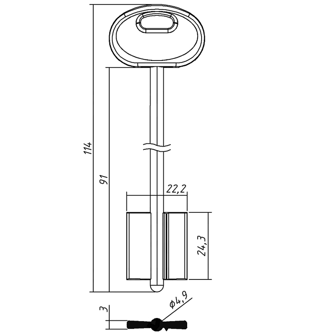 Заготовка сувальдного ключа 10631 MTR8DP