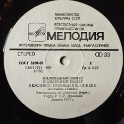 Винтажная виниловая пластинка LP Space Magic Fly Асамбль Спейс Волшебный Полет (СССР 1983)