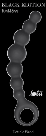 Чёрная упругая анальная цепочка Flexible Wand - 18 см