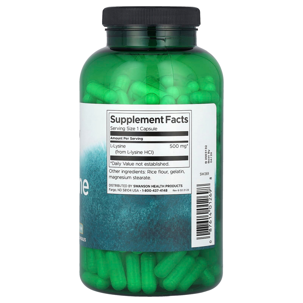 Swanson, L-лизин, 500 мг, 300 капсул