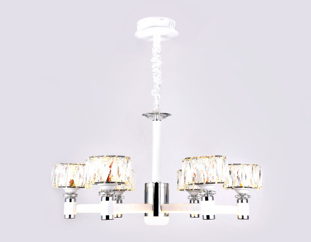 Подвесная светодиодная люстра TR4518/6 WH/CH белый/хром 120W D730*370 (Без ПДУ)