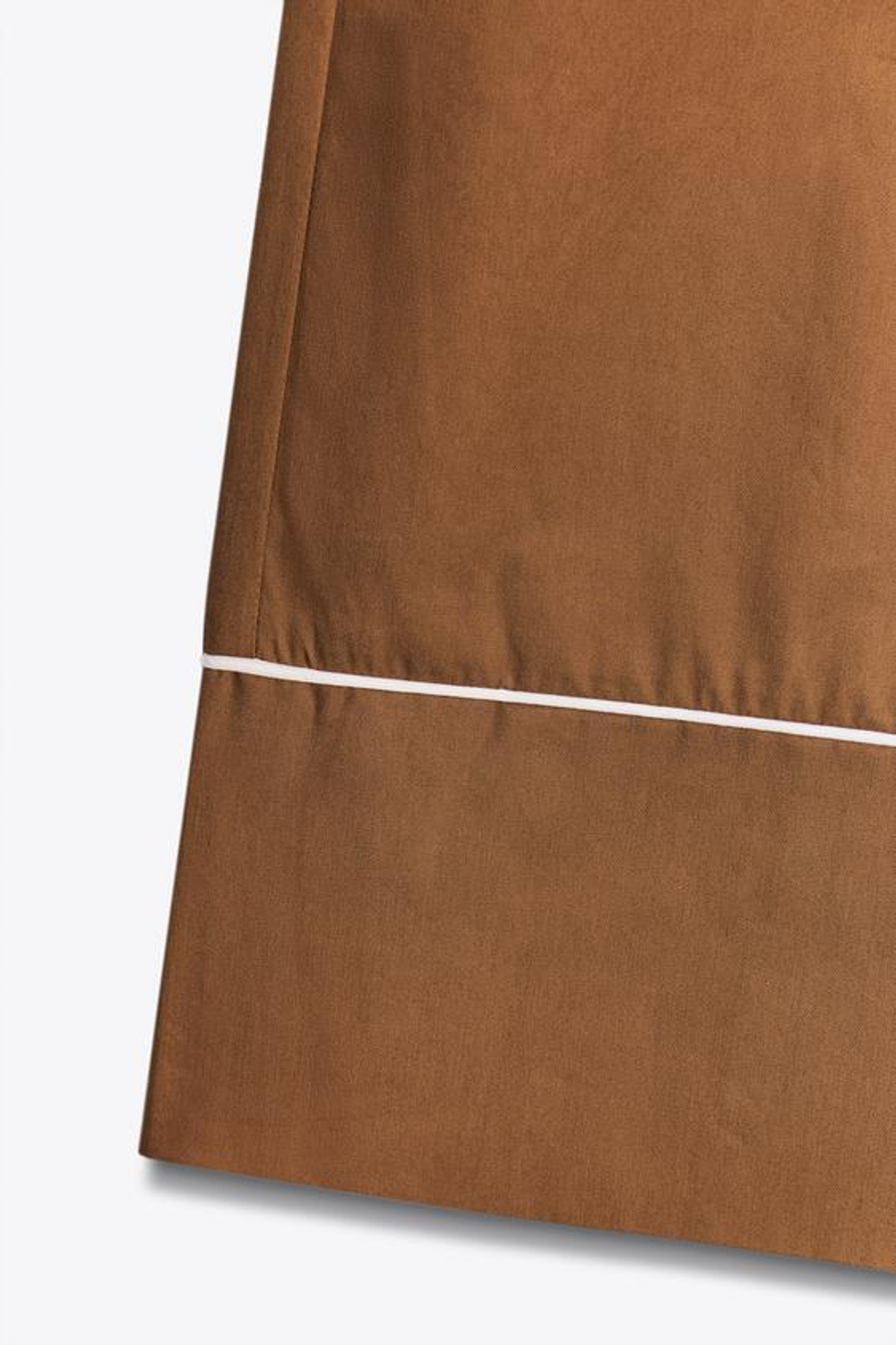 ZARA БРЮКИ ИЗ ПОПЛИНА С ОТДЕЛКОЙ, КОРИЧНЕВЫЙ