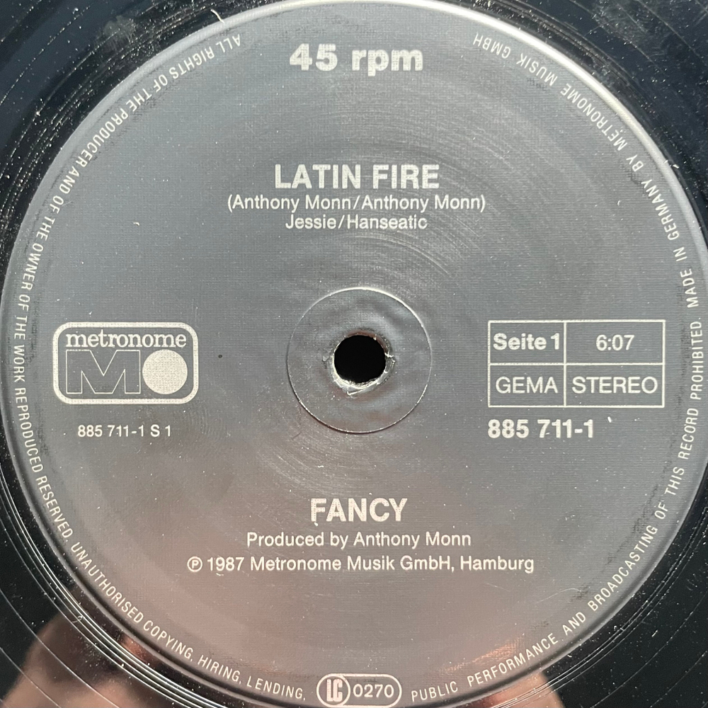Fancy ‎– Latin Fire (Германия 1987г.) 12", 45 RPM