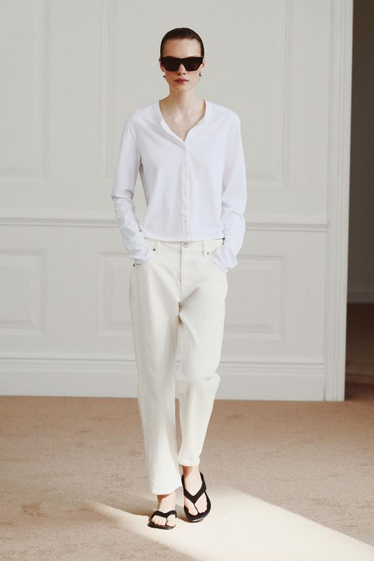 ZARA ДЖИНСЫ ZW COLLECTION ПОЛНОЙ ДЛИНЫ СО СРЕДНЕЙ ПОСАДКОЙ, БЕЛЫЙ