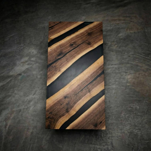 Стол «Диагональ» (Термоорех + Черный матовый эпоксид)