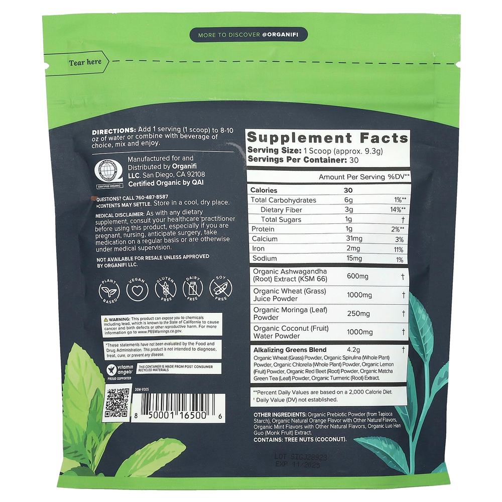 Organifi, оригинальный зеленый сок, 279 г (9,8 унции)