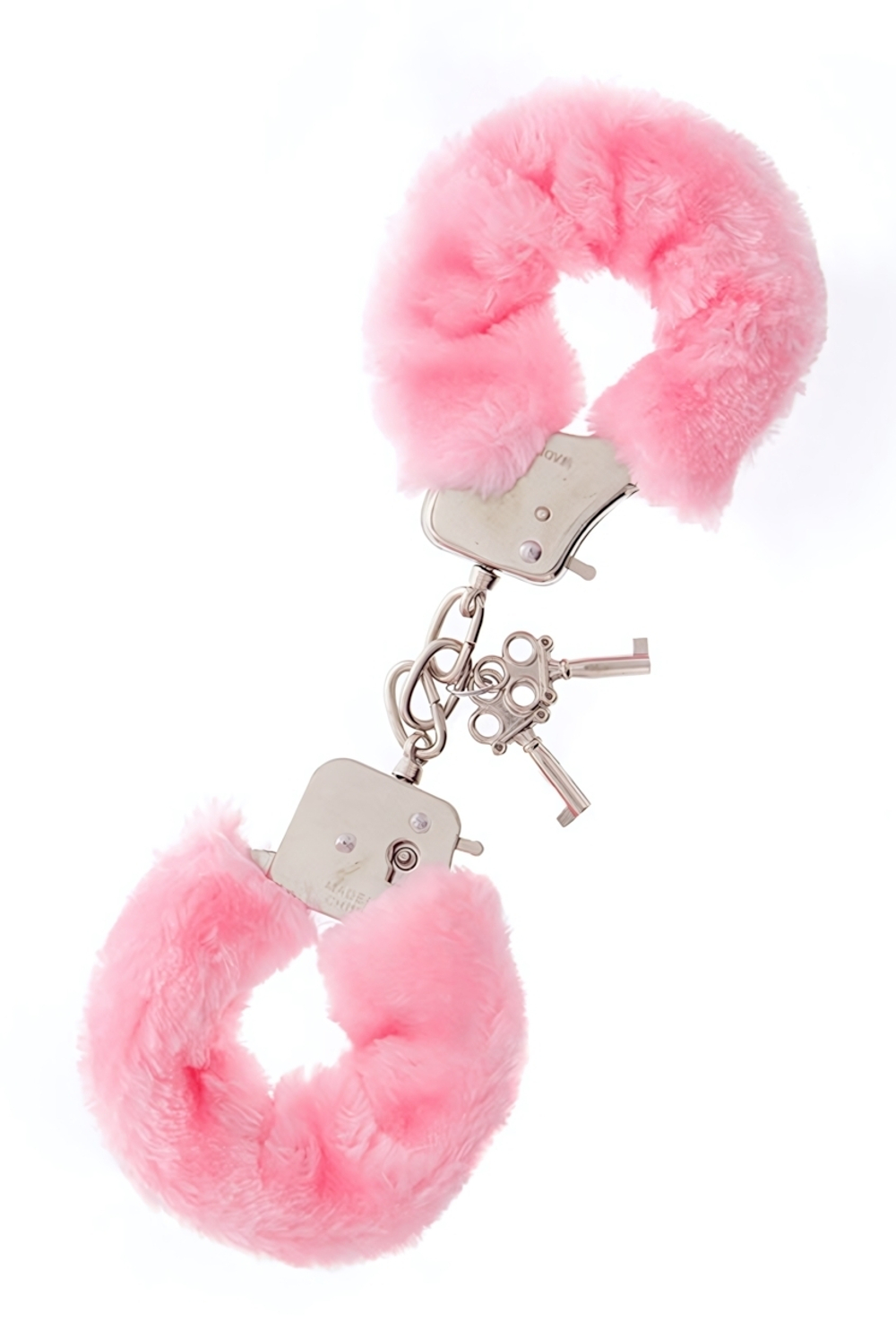 Металлические наручники с розовой меховой опушкой METAL HANDCUFF WITH PLUSH PINK (Цвет: розовый)