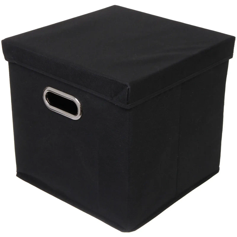 Короб - органайзер складной стеллажный для хранения вещей с крышкой «ДОМания», цвет черный, 33*33*33см (лейбл)