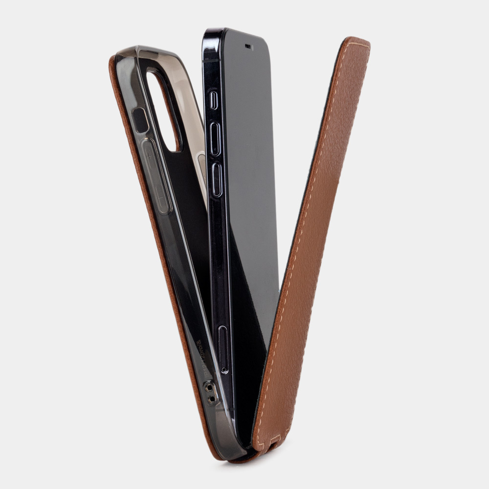 Чехол для iPhone 12 Pro Max из натуральной кожи козы, цвета карамель