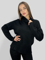 Свитер 30226 с высоким горлом и широкой резинкой однотонный\Черный Nadya