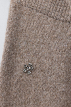 ZARA БЛЕСТЯЩИЕ ТРИКОТАЖНЫЕ БРЮКИ-КЮЛОТЫ, СЕРОВАТО-КОРИЧНЕВЫЙ