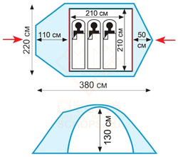 Палатка Tramp Mountain V2 3-x местная, Green