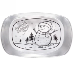 Блюдо жестяное 25*16см «Снеговик»
