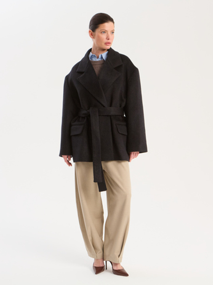 Полупальто ворсовое с поясом