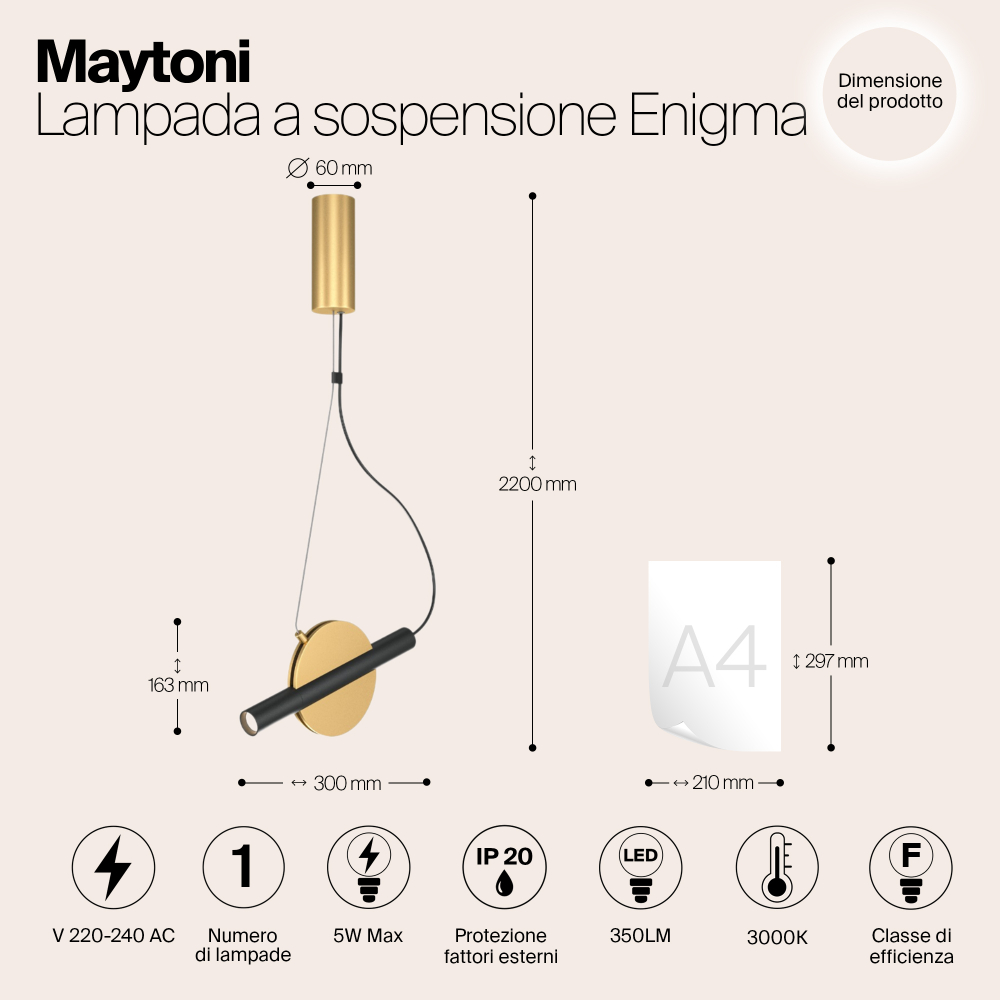 Подвесной светодиодный светильник Maytoni Enigma MOD150PL-L5BS3K