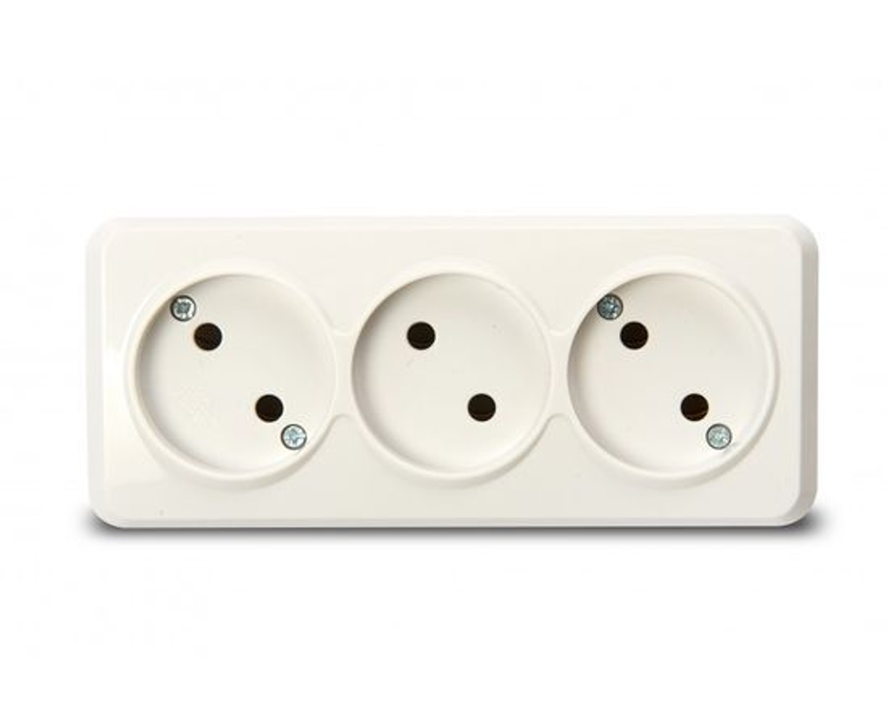 Розетка Smartbuy Юпитер накладная, 3-местная, белая, 10A SBE-03w-10-S3-N