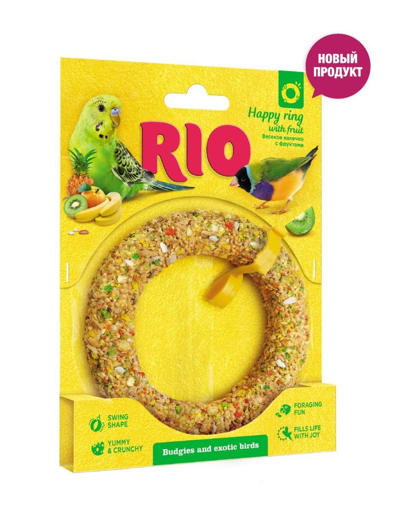 Лакомство-игрушка для птиц RIO Веселое колечко для волнистых попугаев и экзотов - 1 шт, 80 гр