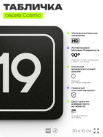 Таблички с номером аудитории "Аудитория №19", для офиса, 30 х 10 см, серия COSMO 3010, черная, Айдентика Технолоджи
