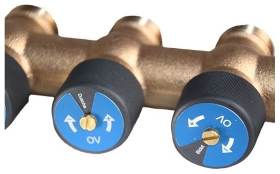 Гребёнка Oventrop Multidis R 3/4"x3/4" - 4 отвода коллектор «евроконус» арт. 4200554 DN 20 бронза