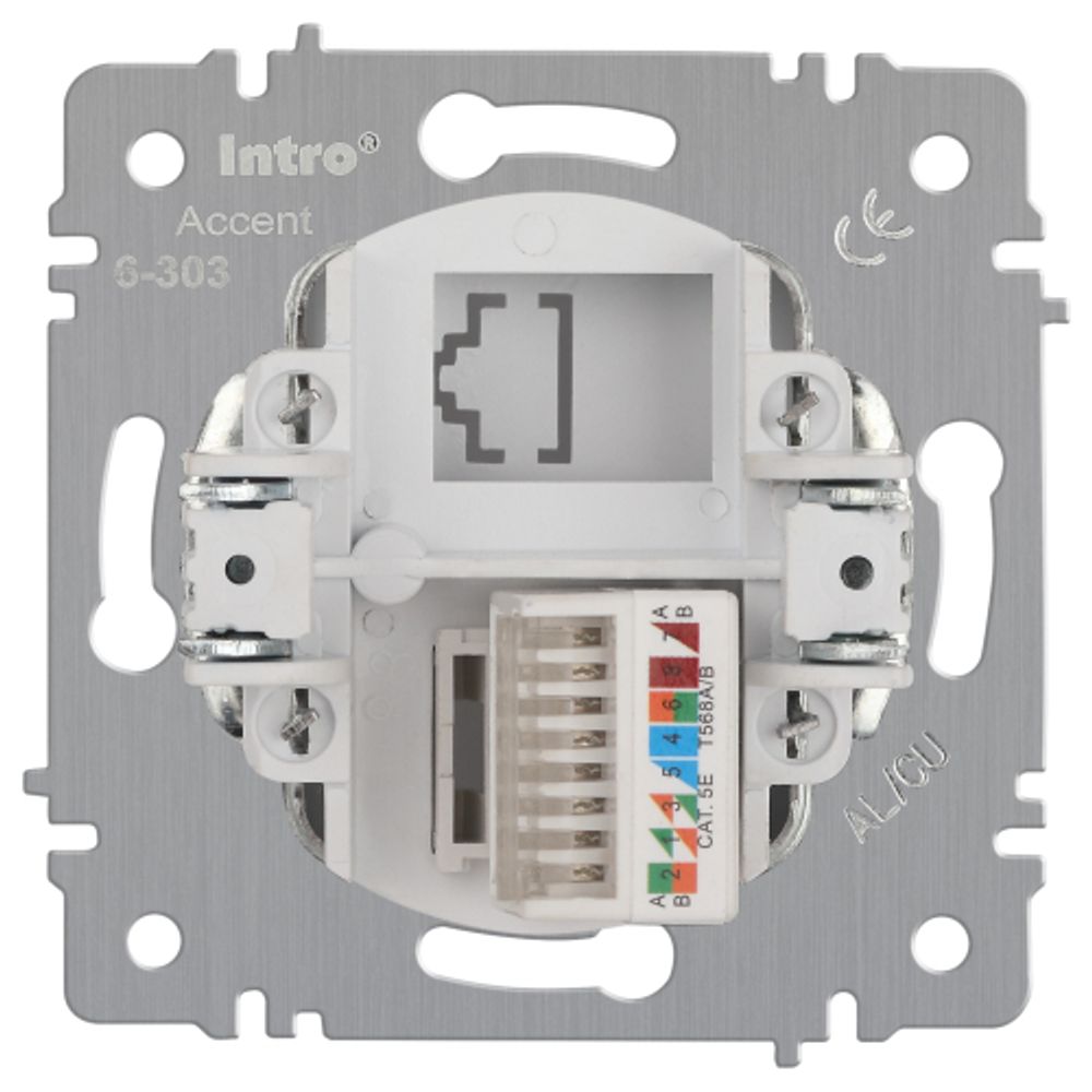 Розетка Intro Accent 6-303-01 информационная RJ45, IP20, СУ, белый | Intro