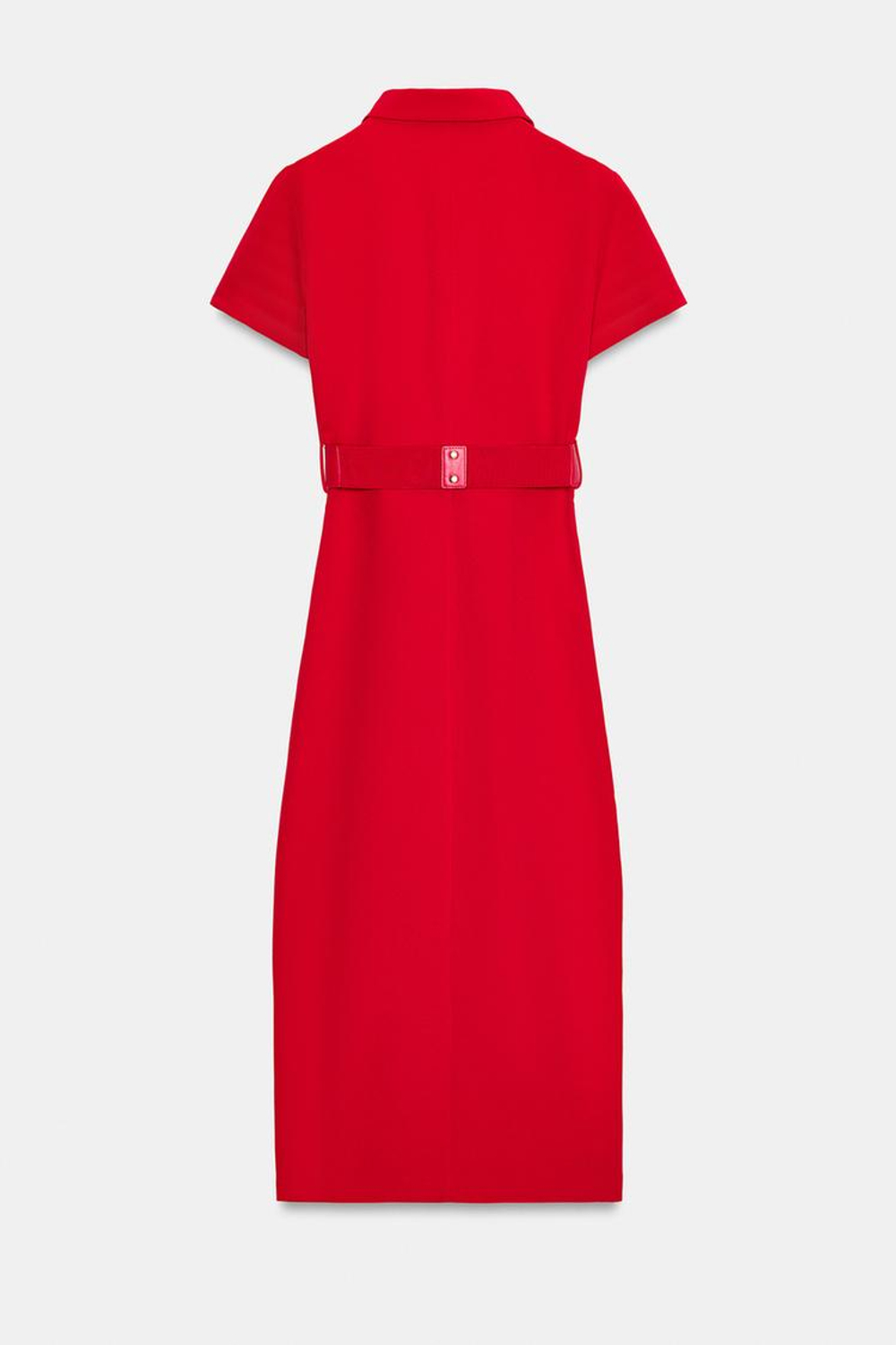 ZARA ПЛАТЬЕ МИДИ С ПОЯСОМ, КРАСНЫЙ