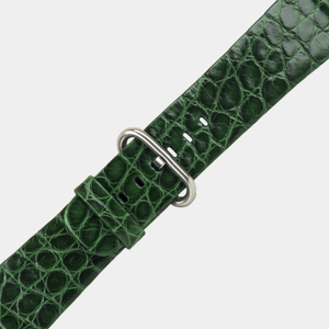 Ремешок для Apple Watch 44/45/46 mm из кожи аллигатора, цвета зеленый лак