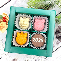 Шоколадный набор "С Новым годом. 2026": 4 конфеты ручной работы