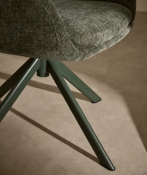 Поворотное кресло Lexa, зеленый шенилл с зелеными ножками