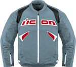 Мотокуртка - ICON SANCTUARY (кожа, серо-красная)