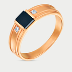 Мужское кольцо из розового золота 585 пробы с фианитами (арт. 040252)