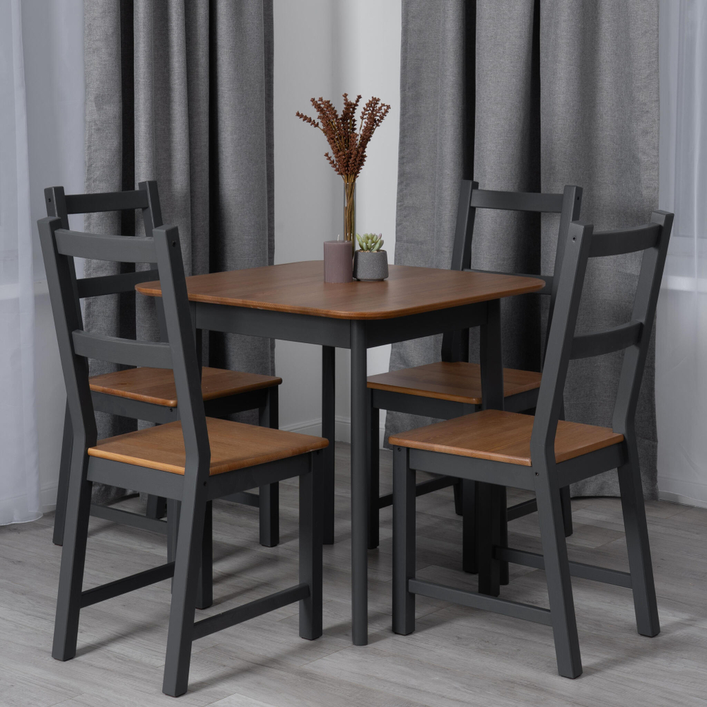 Стол Соната Люкс/ Sonata Lux table, 75х75х75 см массив сосны, антик /графит, 75х75х75 см