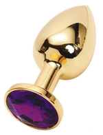 Малая золотая металлическая пробка с фиолетовым кристаллом (Цвет: золотой с фиолетовым)