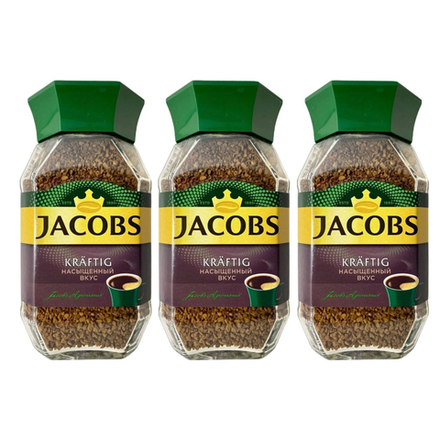 Кофе растворимый Jacobs Kraftig, 200 г стеклянная банка (Якобс) х 3 шт