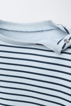 ZARA КОМПЛЕКТ ИЗ ТОЛСТОВКИ И БРЮК-ДЖОГГЕРОВ В ПОЛОСКУ, ВЫЦВЕТШИЙ СИНИЙ