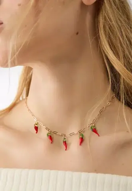 STRADIVARIUS Набор из 2 ожерелий с подвесками в виде перцев, красный