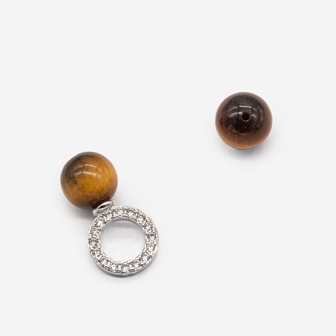 Бусина полупросверленная из натурального тигрового глаза, 8,5мм