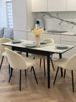 Кухонный раздвижной стол "Белый мрамор" и 4 стула Элион