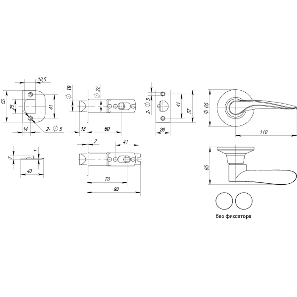 Ручка защелка DK620 MAB-PS (6020 MAB-P) (без фик.) мат. бронза