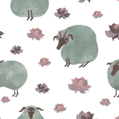 Овечки и цветы 1