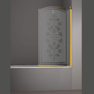 Шторка на ванну STURM Juwel Right 800x1500 стекла с декором. Золото LUX-JUWE08-RD1GL