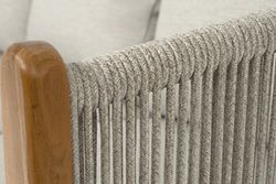 "Сидней" диван 3-местный плетеный из роупа, основание тик, каркас алюминий бежевый, роуп бежевый, ткань бежевая