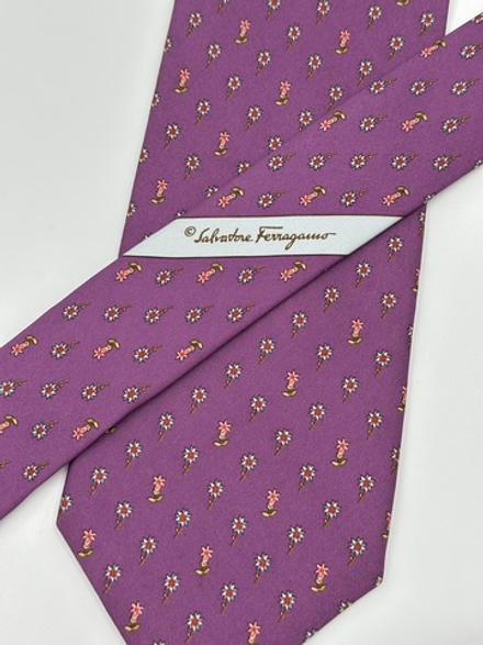 Галстук фиолетовый с цветами Salvatore Ferragamo