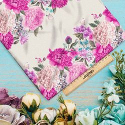 Ткань интерлок цветочные полоски